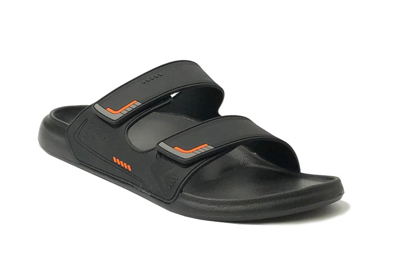 REDVOLUTION Men's Classic Two Straps Slides with Soft Footbed Comfort Sandals for Beach, Gym, Pool (PM slide Black, 12) - Image 2